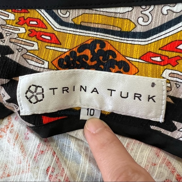 Trina Turk Womens Silk Blazer Tribal Diamond Moderna Sz 10 Southwestern Boho EUC - Picture 4 of 10
